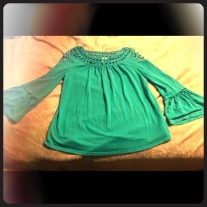 Mid sleeve aqua blue top EST. 1946 brand